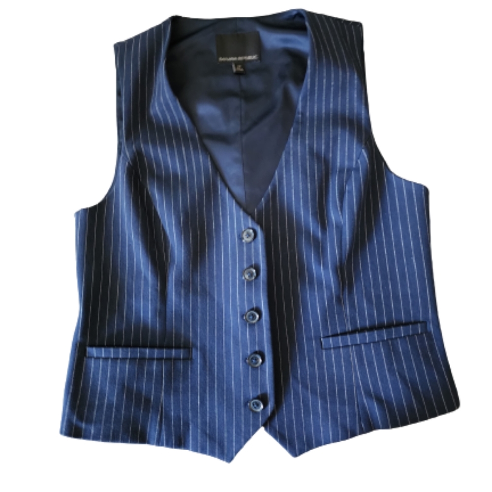 Banana republic waist coat size 12 blue striped vest Dark academia